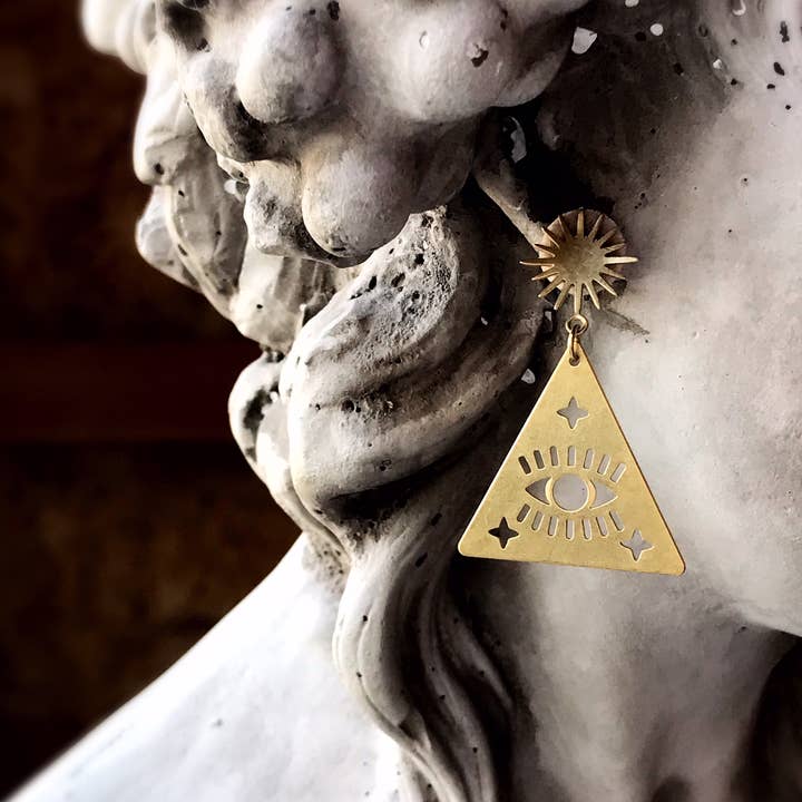 Pearl and Ivy Studio - Wholesale Dangle Earrings - Evil eye sun earrings brass earrings - Pharaoh3