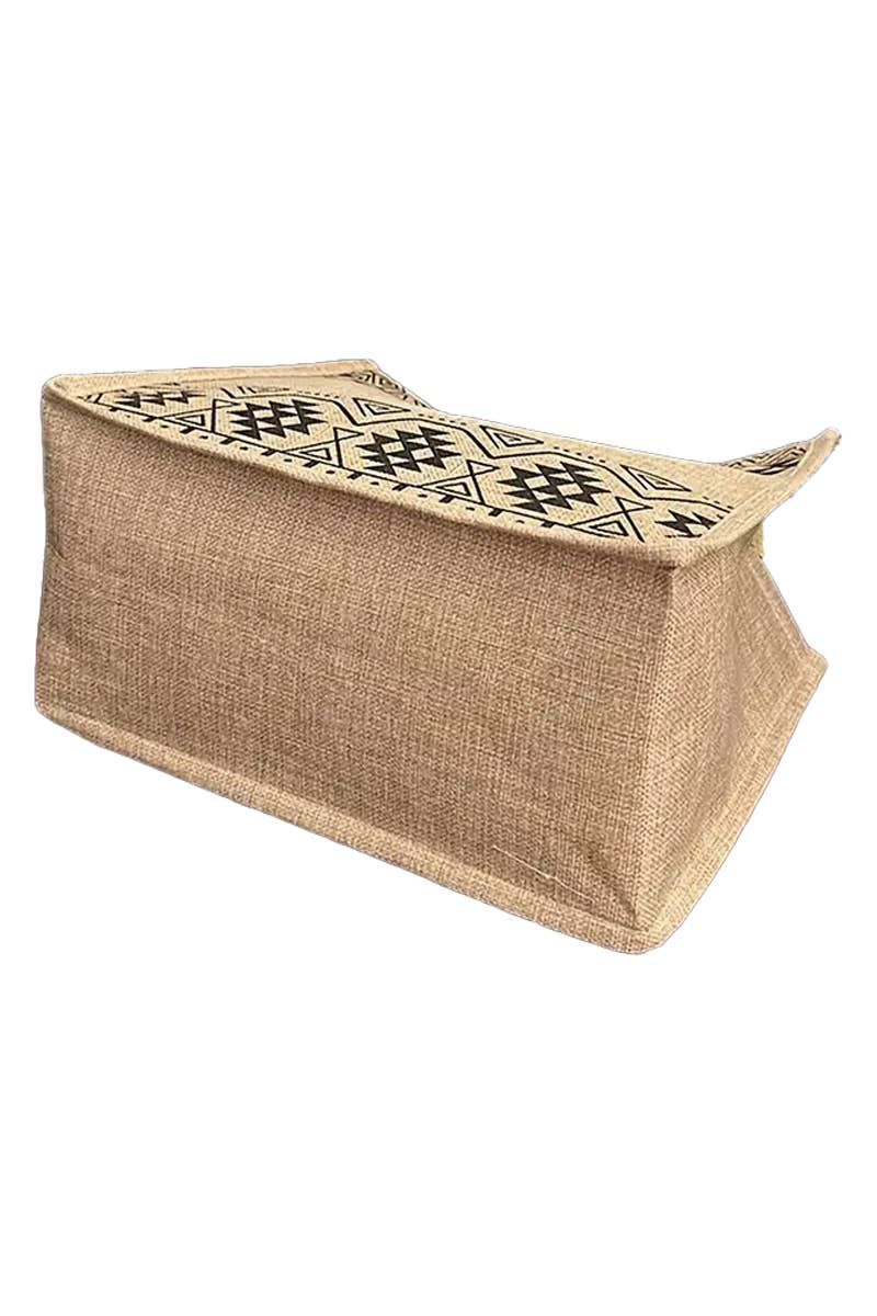 Cap Zone - Wholesale Beach Bag - Boho Tribal Print Burlap Box Tote Beach Bag6