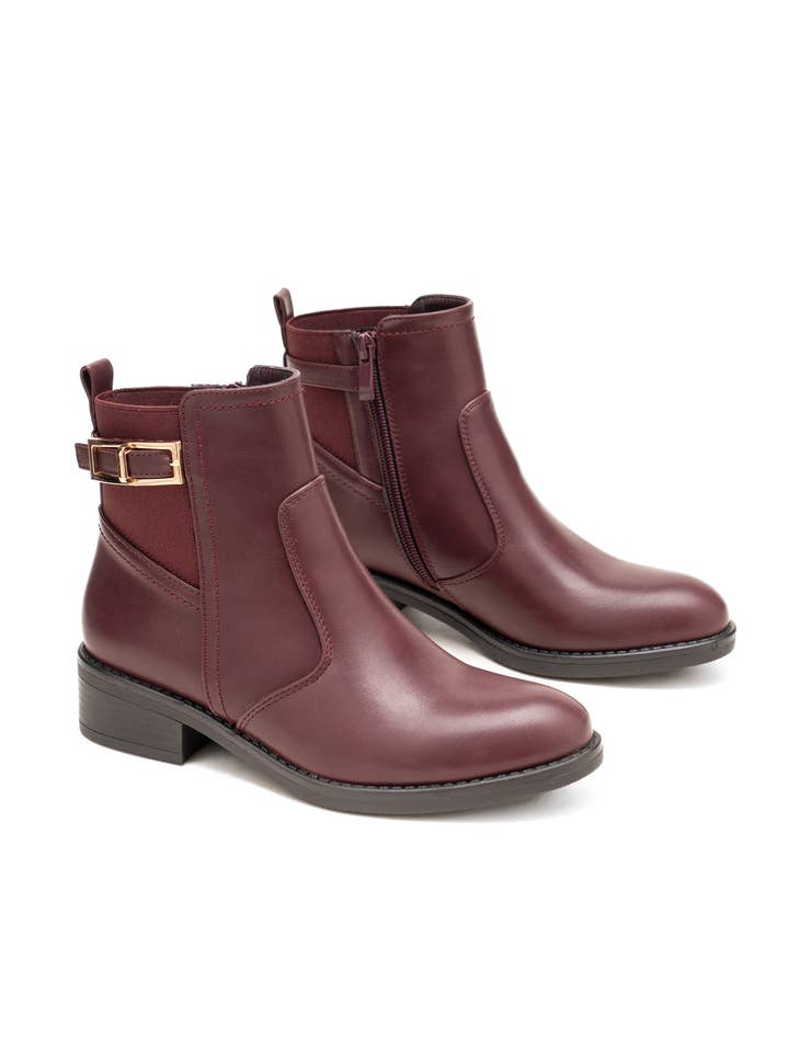 C'M PARIS - Wholesale Chelsea Boots - Women's - Elastic Strap Ankle Boot with Golden Buckle 683258