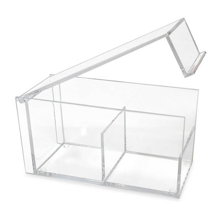 Isaac Jacobs International - Wholesale Kitchen Storage/Organizer - Isaac Jacobs 2-Compartment Clear Acrylic Organizer with Lid2