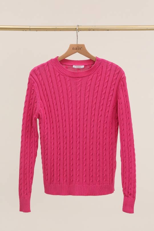 NAÏS PARIS – wholesale Pullovertröja - Dam – Tröja med rund hals och kabelstickning i 100 % bomull3