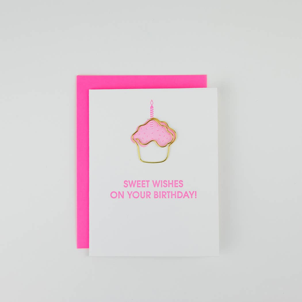Chez Gagné - Wholesale Everyday Greeting Card - Sweet Wishes On Your Birthday - Birthday - Cupcake Paperclip Card6