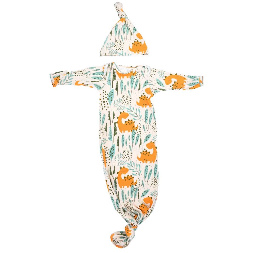 Three Little Tots - Wholesale Babygown - Baby - Dinosaur Animal Print Zoo Knotted Gown33