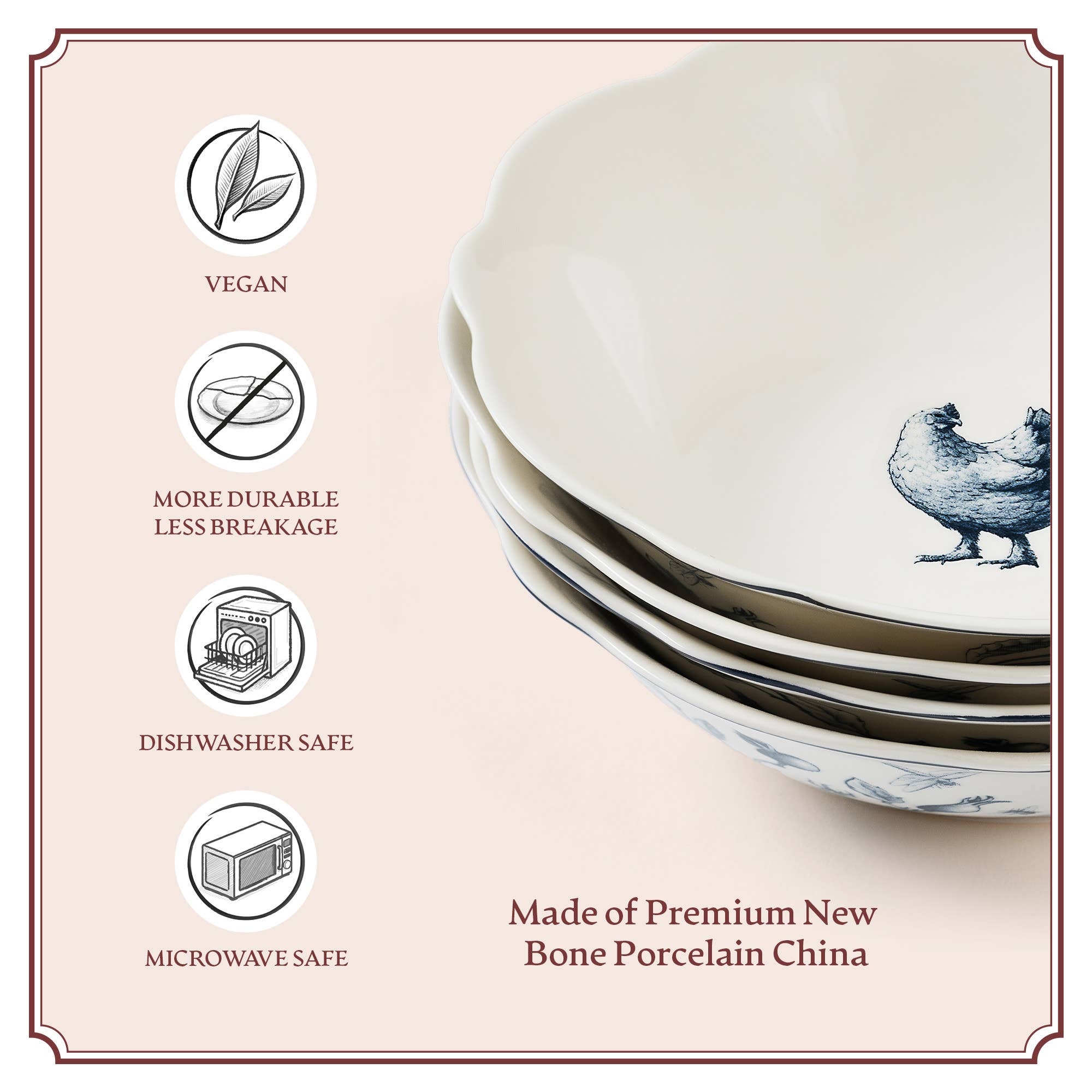 Blue Stallion Farm - Wholesale Serve Bowl - BLUE & WHITE GERTRUDE SALAD BOWLS SET OF 4 WITH GIFTBOX7