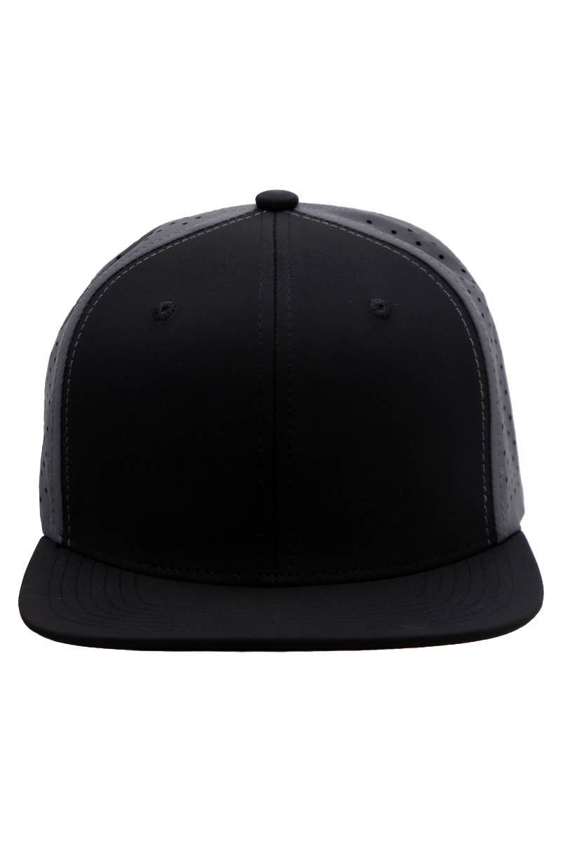 Cap Zone - Wholesale Flat Brim Cap - Men's - Two Tone Six Panel Flat Bill Perforated Snapback1