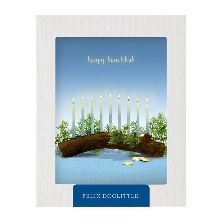 Menorah and Gelt - Boxed Hanukkah Cards for wholesale by Felix Doolittle