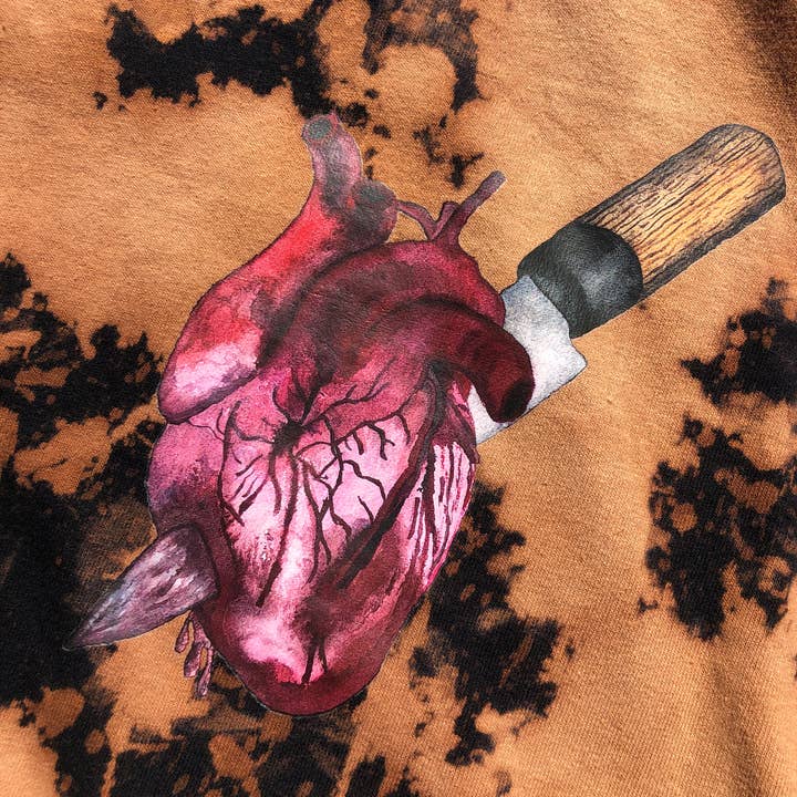 "Heart Pains" Black Bleached Graphic Tee - Streetwear Shirt for wholesale by Flow Era