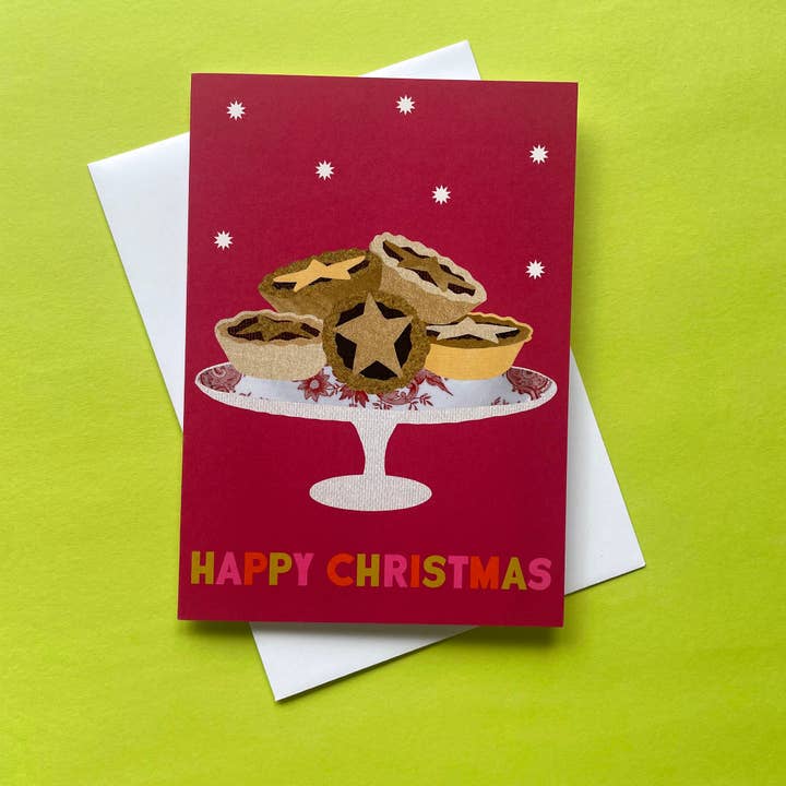 Katsillustration – wholesale Christmas card – Festive Feast Pies Christmas Card4