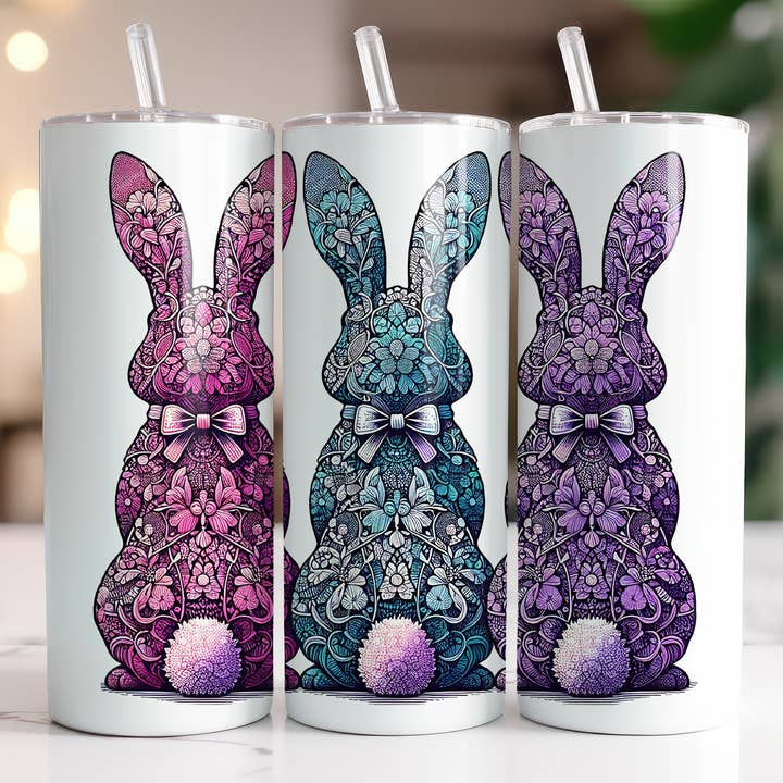 Lace Bunnies Easter 20oz Skinny Tumbler for wholesale by Dogwood Graphics & Design