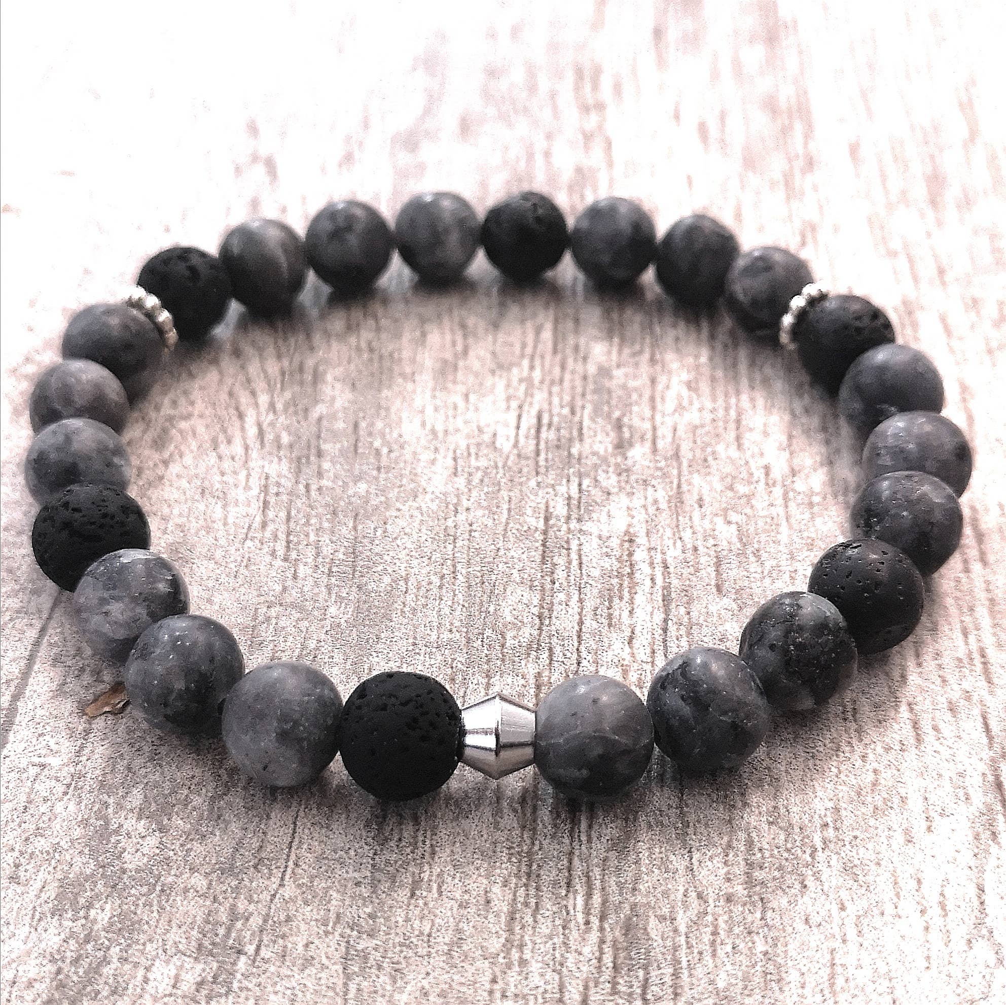 Unique Brand - Vente Bracelet de perles - Bracelets artisanaux en pierres de 8 mm avec inserts en acier11