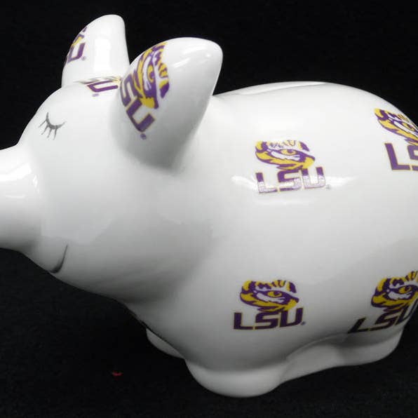 Lsu Tigers Bank Piggy Logo All Over for wholesale by Jenkins Enterprises