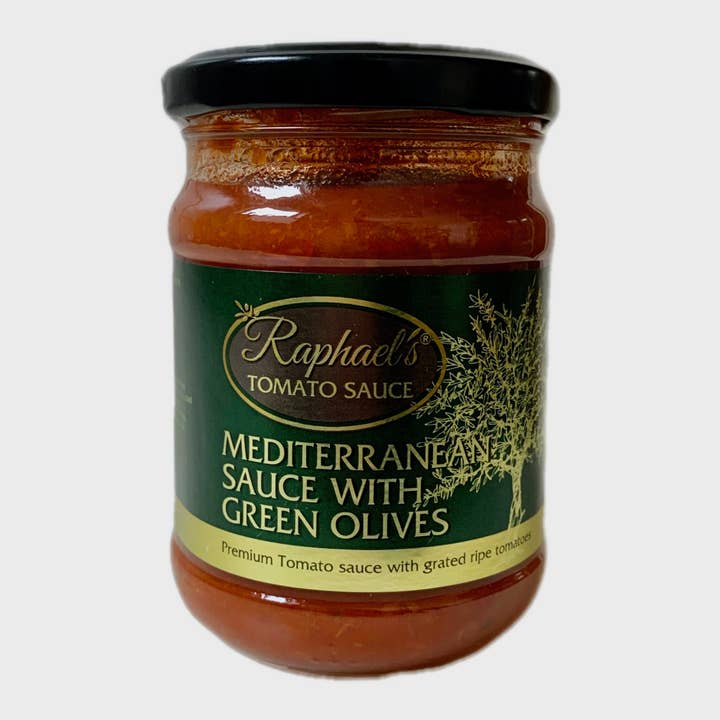 Mediterranean Tomato Sauce with Green Olives for wholesale by Raphael's