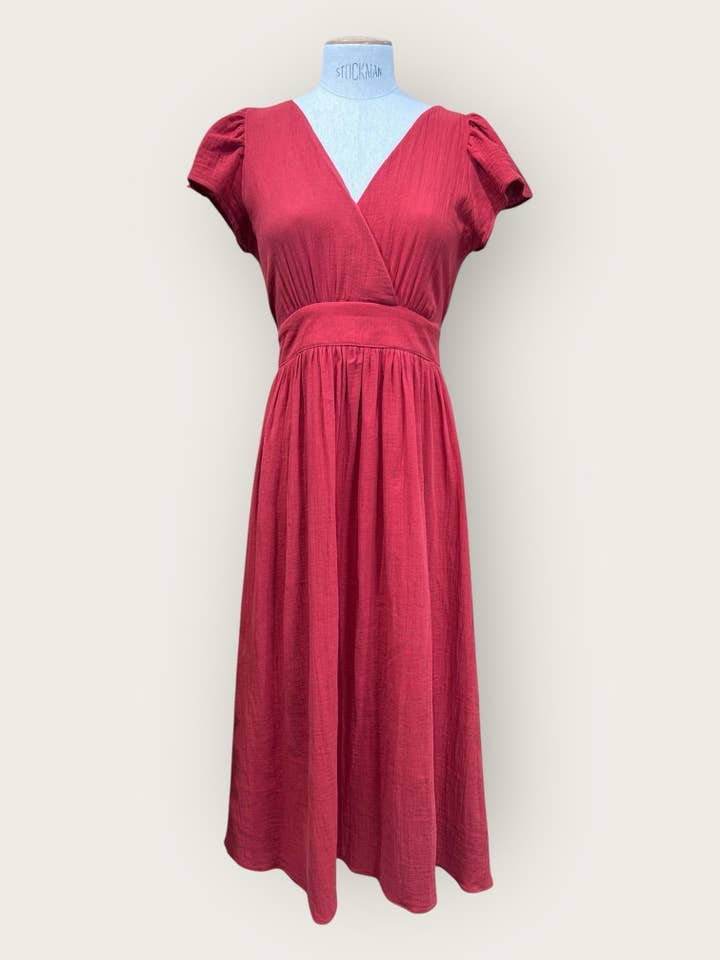 Chilli Girl Collection - Wholesale Dress - Women's - V-neck cotton umbrella maxi dress with open back