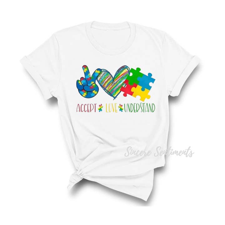 Accepteer liefde begrijp autisme T-shirt voor wholesale door Sincere Sentiments LLC