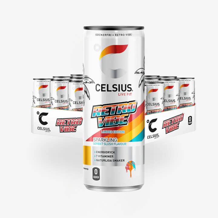 CELSIUS Retro Vibe embalagem de 24 por atacado de Nordic Refreshment