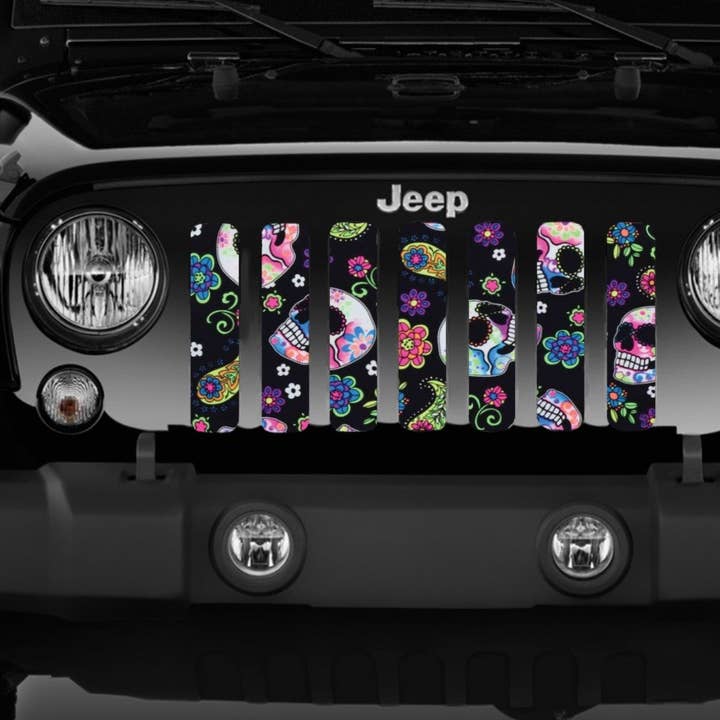 Suikerschedel Viering Jeep Grille Inzetstuk voor wholesale door Dirty Acres