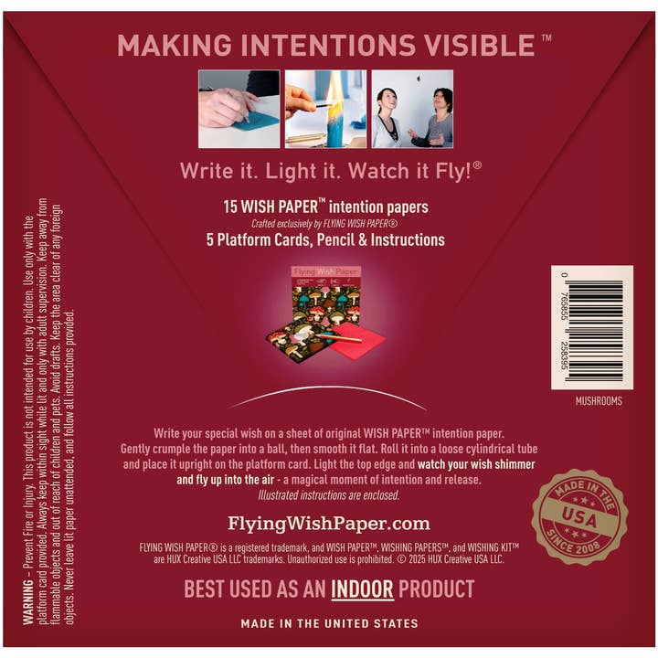 FLYING WISH PAPER ® - Wholesale DIY Craft Kit - MUSHROOMS WISH PAPER™ Crystals Tarot Nature Manifest Rituals1
