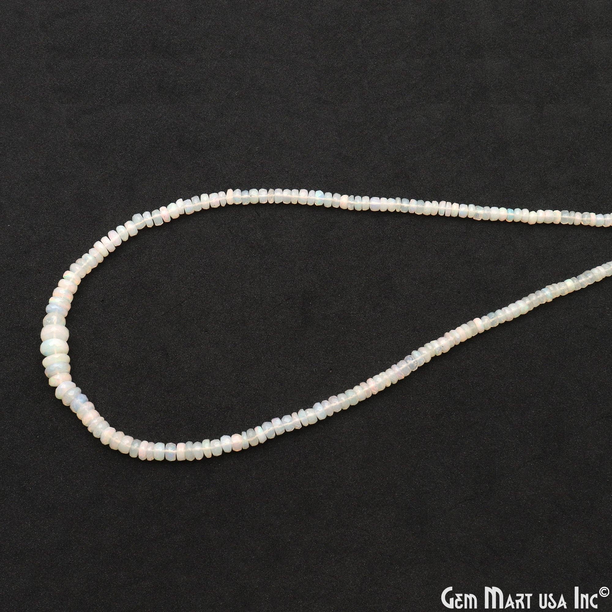 GemMartUSA - Vente Perle - Perles rondelles en opale, fil de pierres fines naturelles de 33 cm, 4-5 mm6