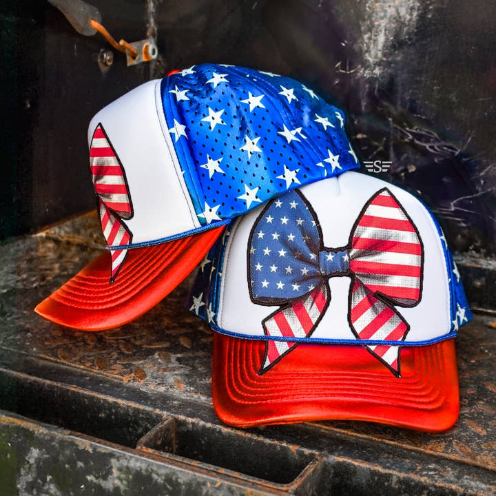 Flying S Company - Wholesale Trucker Hat - Women's - Bow Flag Printed Mesh Trucker Cap