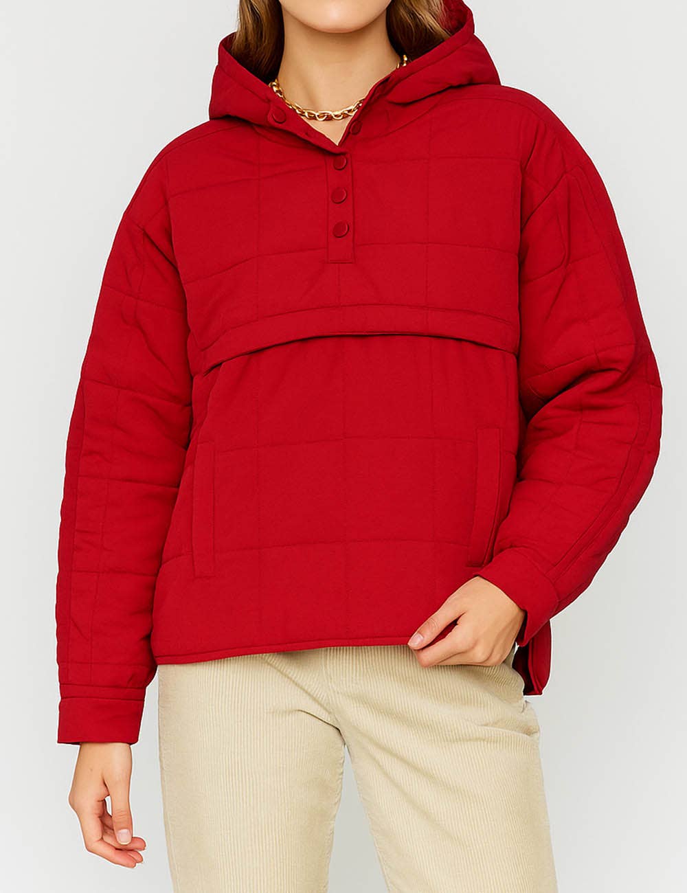 Sweetkama – wholesale Puffer jacket – Women’s – Ladies Button Pullover Hooded Padded Puff Jacket SKT47556