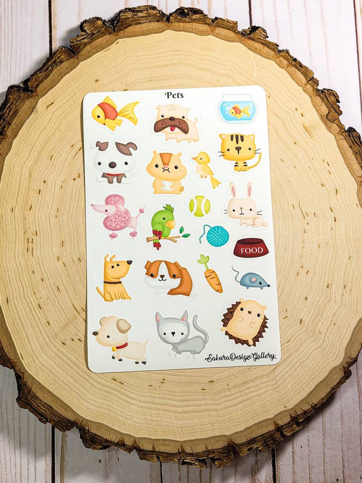 Feuille d'autocollants pour animaux de compagnie – Autocollants d'animaux mignons pour la vente par Sakura Design Gallery