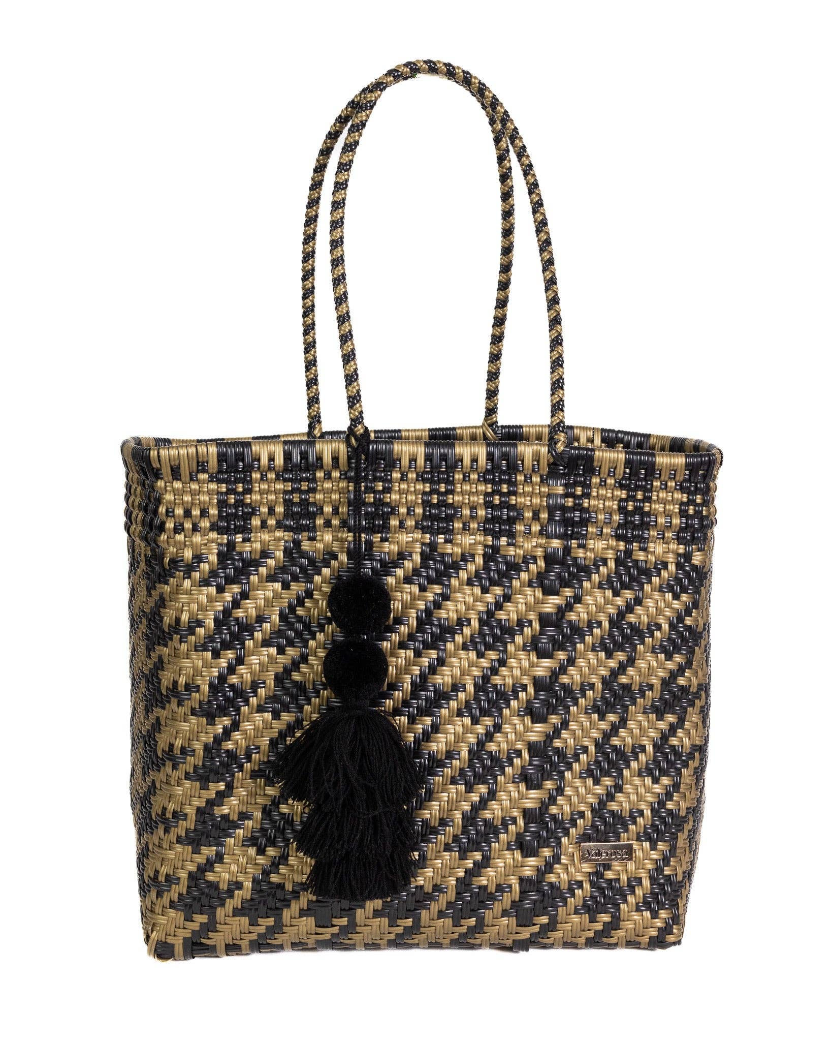 Valerosa - Wholesale Tote Bag - Women's - Black and Gold Houndstooth Playera