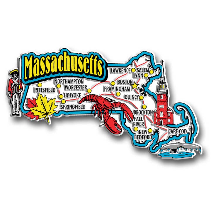 Massachusetts Jumbo State Magnet, Made in USA for wholesale by 7 Star