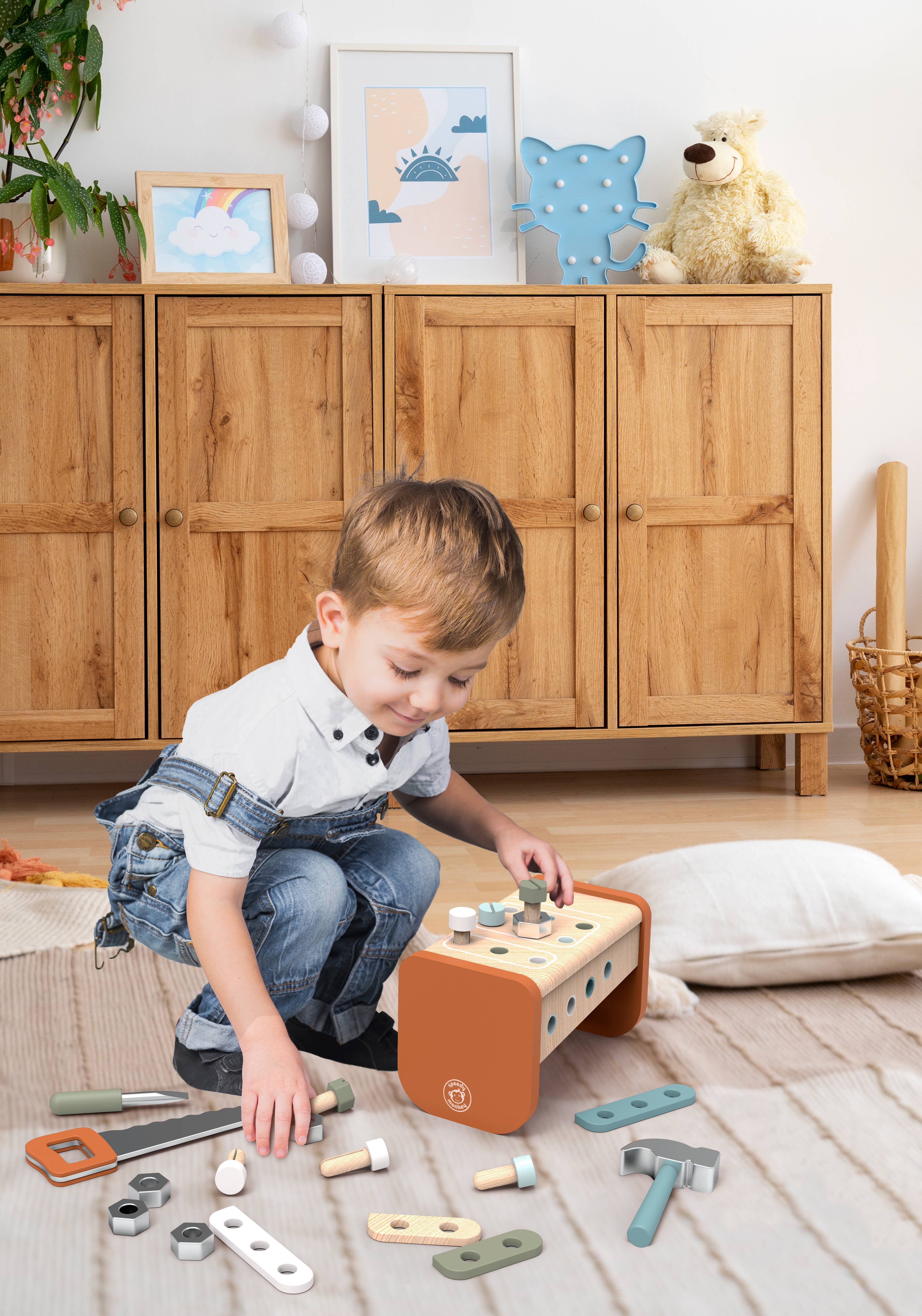 BTL Diffusion UK LTD – wholesale Wood toy – Child – Speedy Monkey Tool Box - Workbench (2 In 1)5