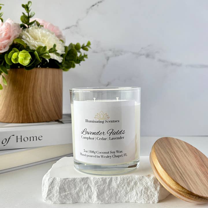 Lavender Fields 7oz | Coconut Soy Scented Candle for wholesale by Illuminating Scentses