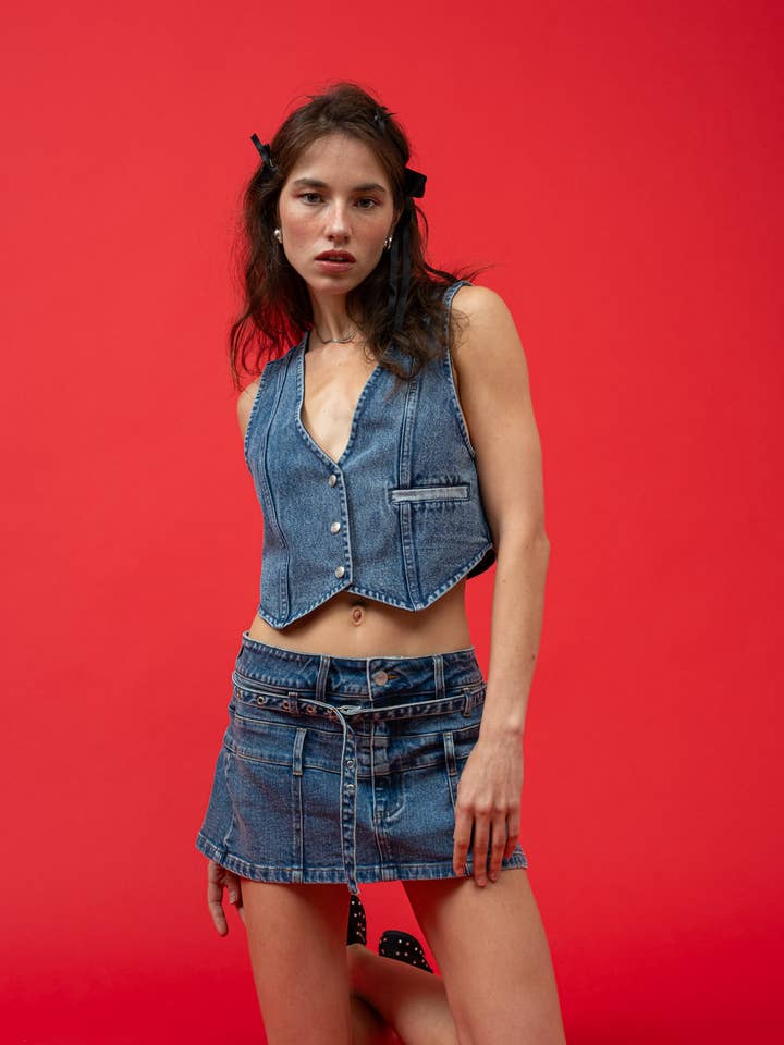 DENIM MINI SKIRT S7714 for wholesale by Signature 8