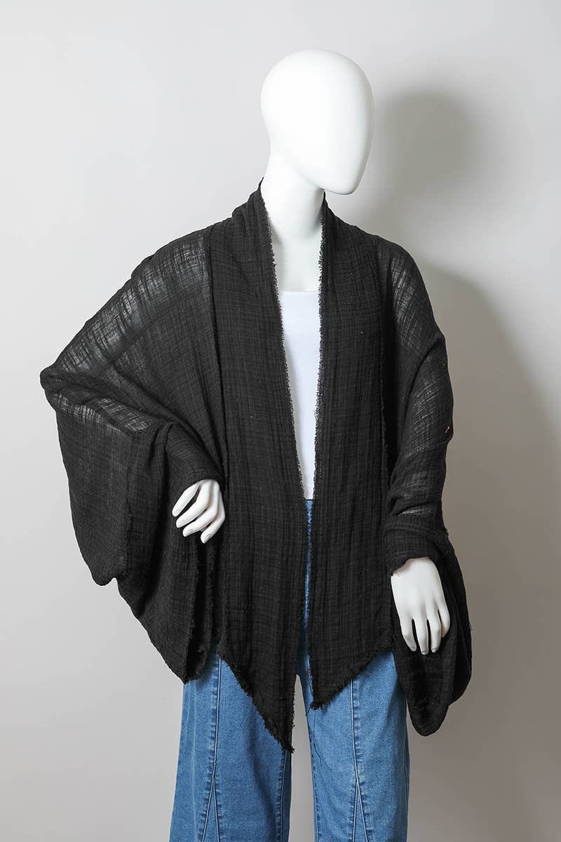 Leto Accessories – Großhandel Kimono – Damen – Kimono-Wickeljäckchen mit Volantärmeln – Lässiges Must-have für Urlaub und Alltag0