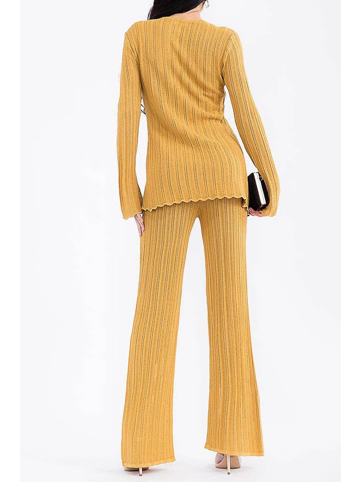 ROUSSEAU - Wholesale Top & pants set (NOT Loungewear) – Women's - LONG SLEEVE TOP & WIDE LEG PANTS KNITTED 2PC. SET5