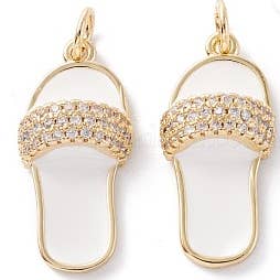 My Girl in LA - Wholesale Dangle Earrings - Beach Sandals Gold w/Pave Charm