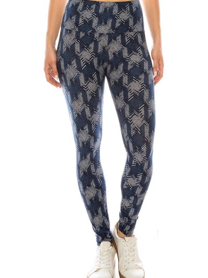 Long Yoga Style Banded Lined Multi Printed Knit Legging With for wholesale by CC Wholesale Clothing
