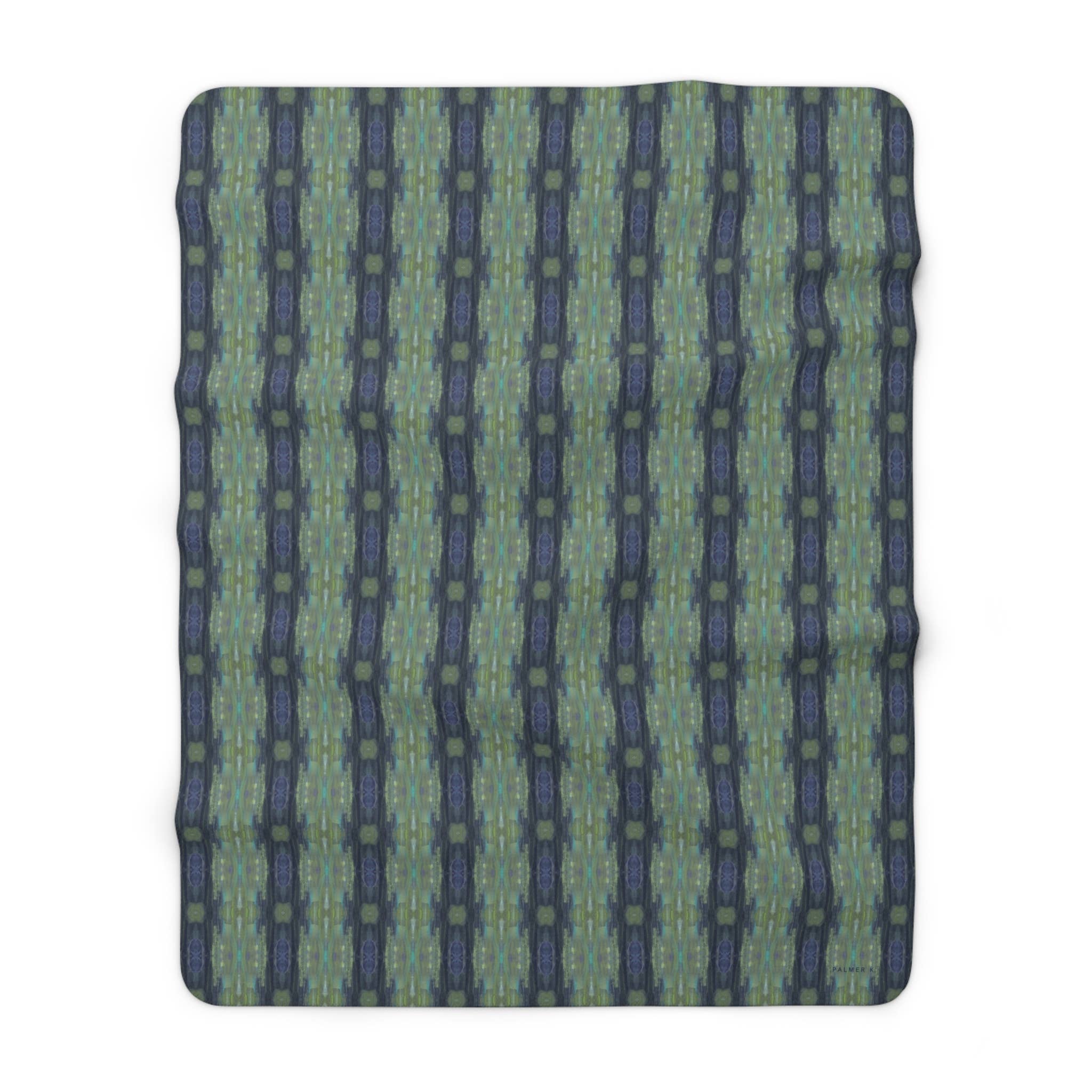 PALMER K Designs - Wholesale Throw Blanket - Sherpa Throw / Blanket: Green/Purple Geometric (AFM/P6)6