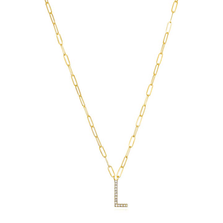 Amelia Rose Jewelry - Wholesale Pendant/Charm Necklace - Grand Diamond Initial Necklaces-All Letters Gold19