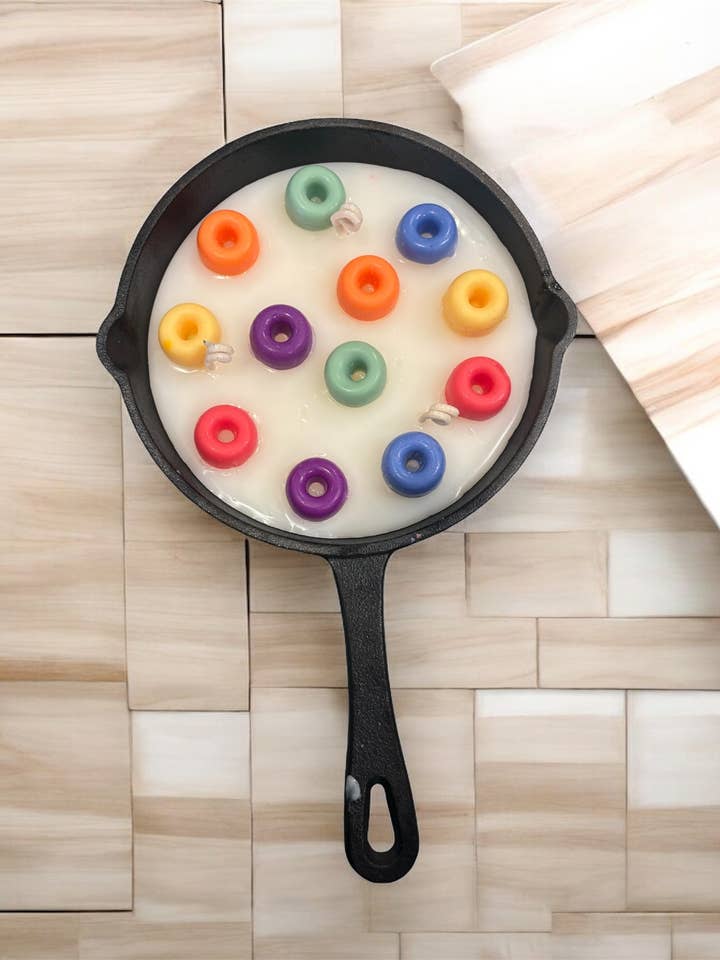 Fruit Loop skillet candle for wholesale by Wicks and Gifts