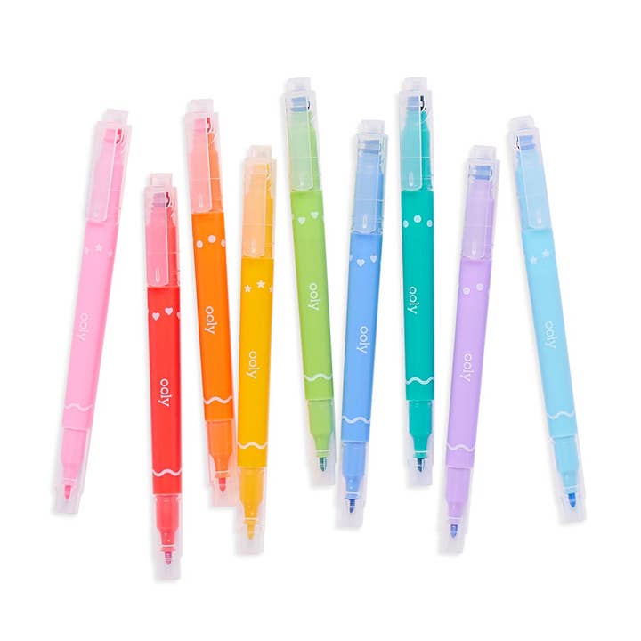 OOLY - Wholesale Markers - Kids & Baby - Confetti Stamp Double-Ended Markers - Set of 9
