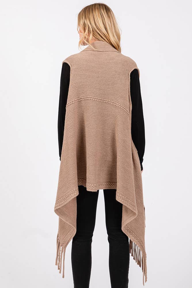 Hana - Vente Veste sans manches – femme - Gilet d'hiver en tricot à pompons à pois gaufrés7