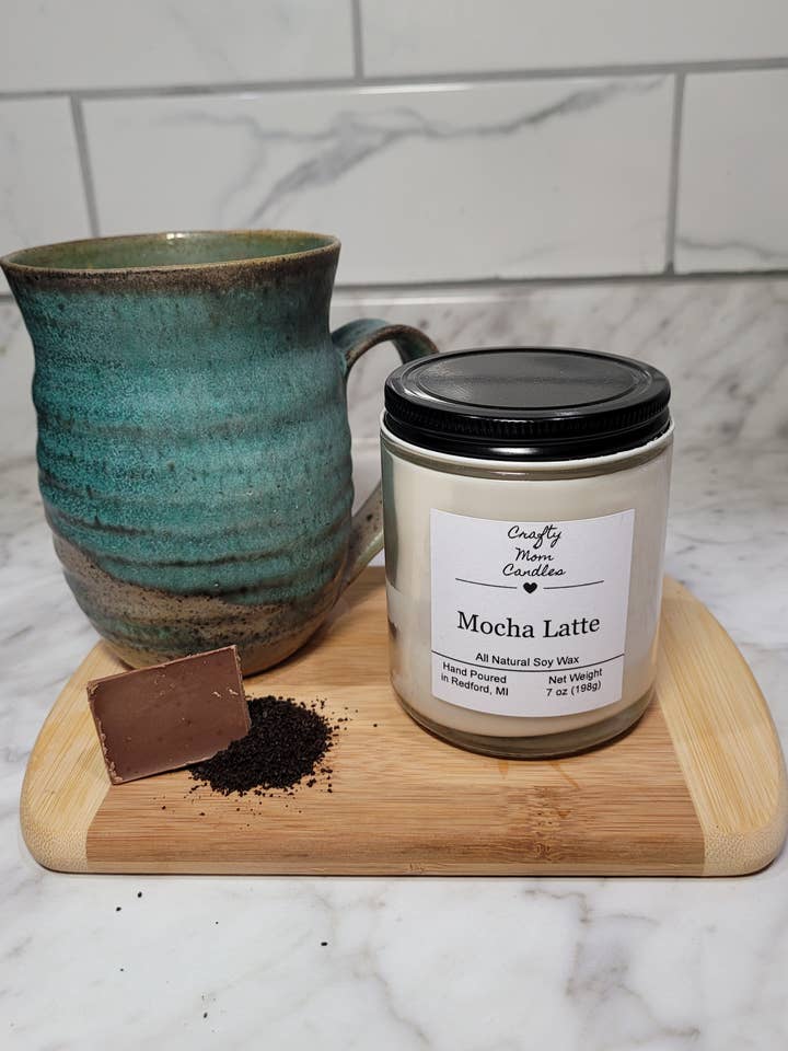 Mocha Latte Soy Candle, Wax melts, Room Sprays for wholesale by Crafty Mom Candles LLC