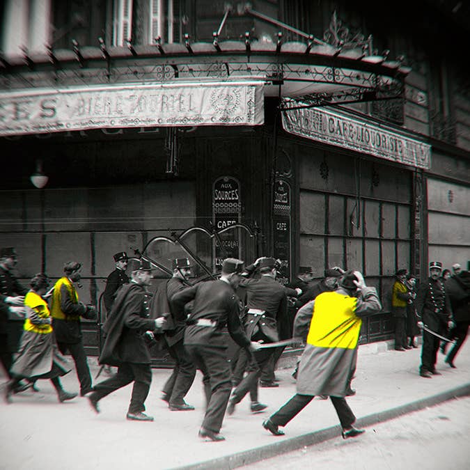 Yellow Vests Retro-Poster, A2, 5 Stück, 42 x 59,4 für den Großhandel von Artiste de la Baie du Mont Saint-Michel