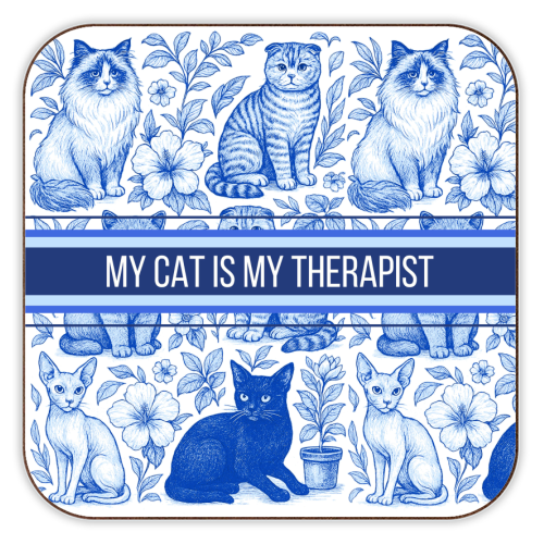 ART WOW – wholesale Coasters – Coasters 'My Cat Is My Therapist toile'0