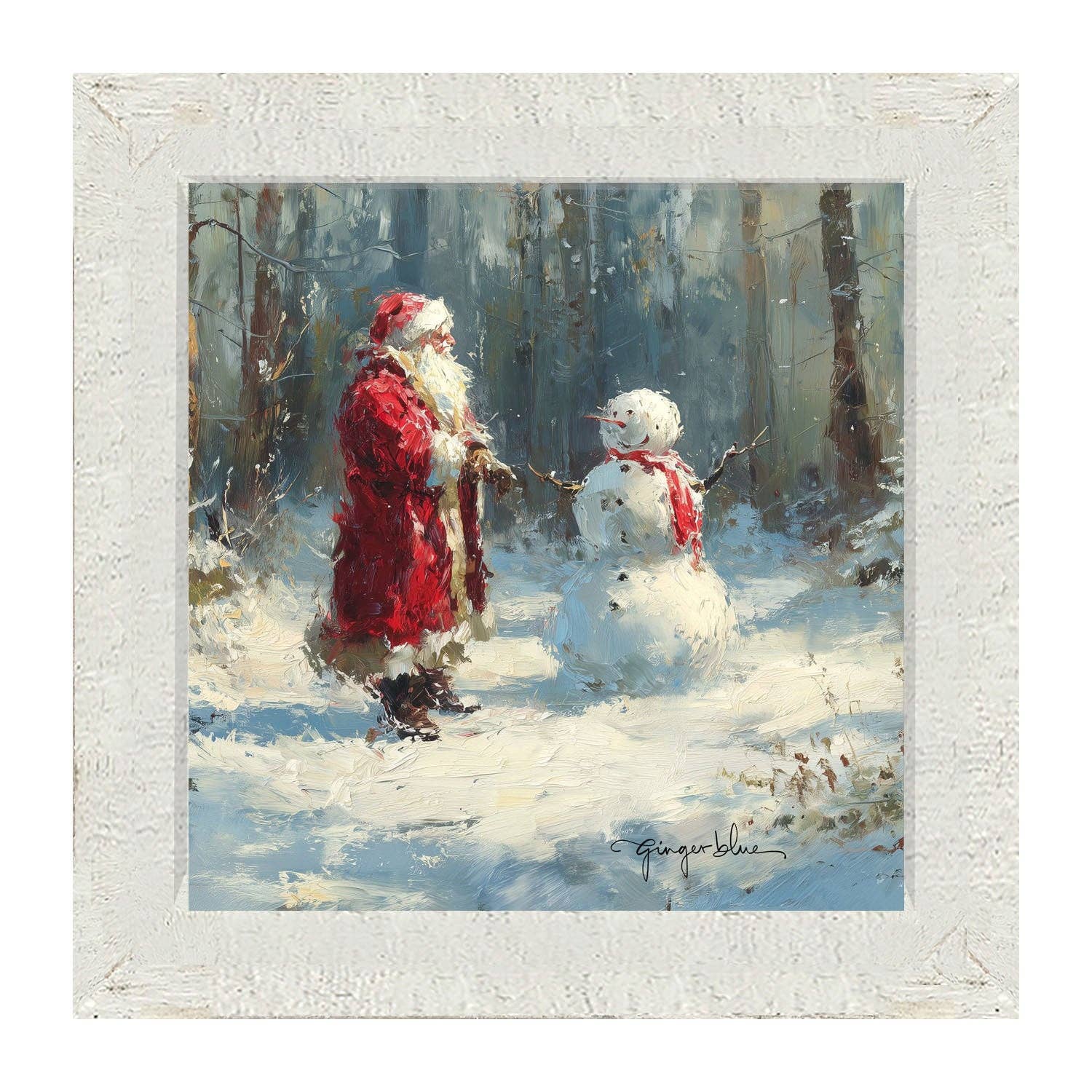 ginger blue - Wholesale Christmas Wall Art - Santa and the Snowman2