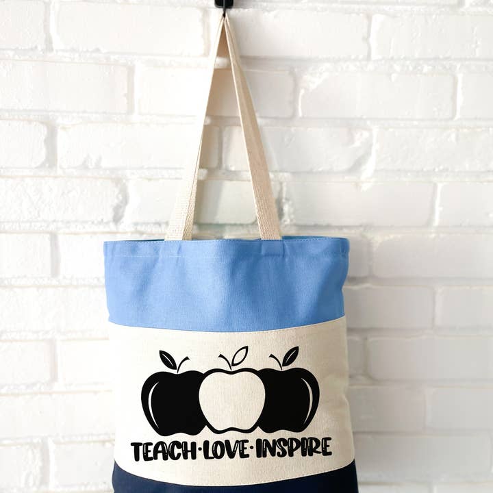 Telea Dawn Studio LLC - Vendita all'ingrosso Borsa tote - Donna - Tote bag in tela per insegnanti - Regalo per insegnanti - Teach love Inspire4