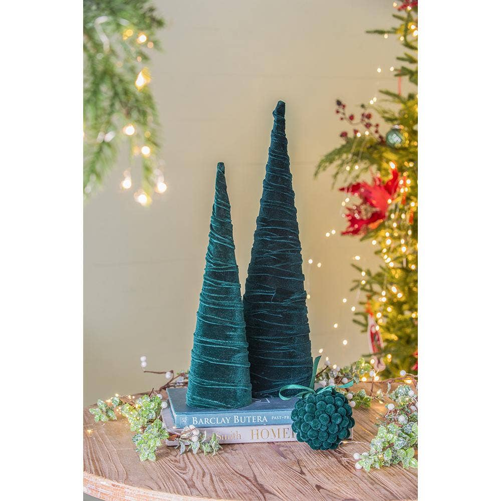 A&B Home Group Inc. – Großhandel Weihnachtsschmuck – D6,3x20" Grüner Samtkegelbaum - Dunkelgrün6