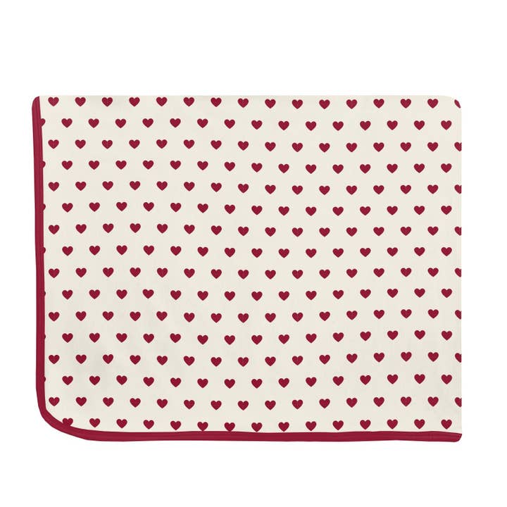 Print Grow with Me Twin to Full Flat Sheet in Natural Hearts for wholesale by KicKee Pants