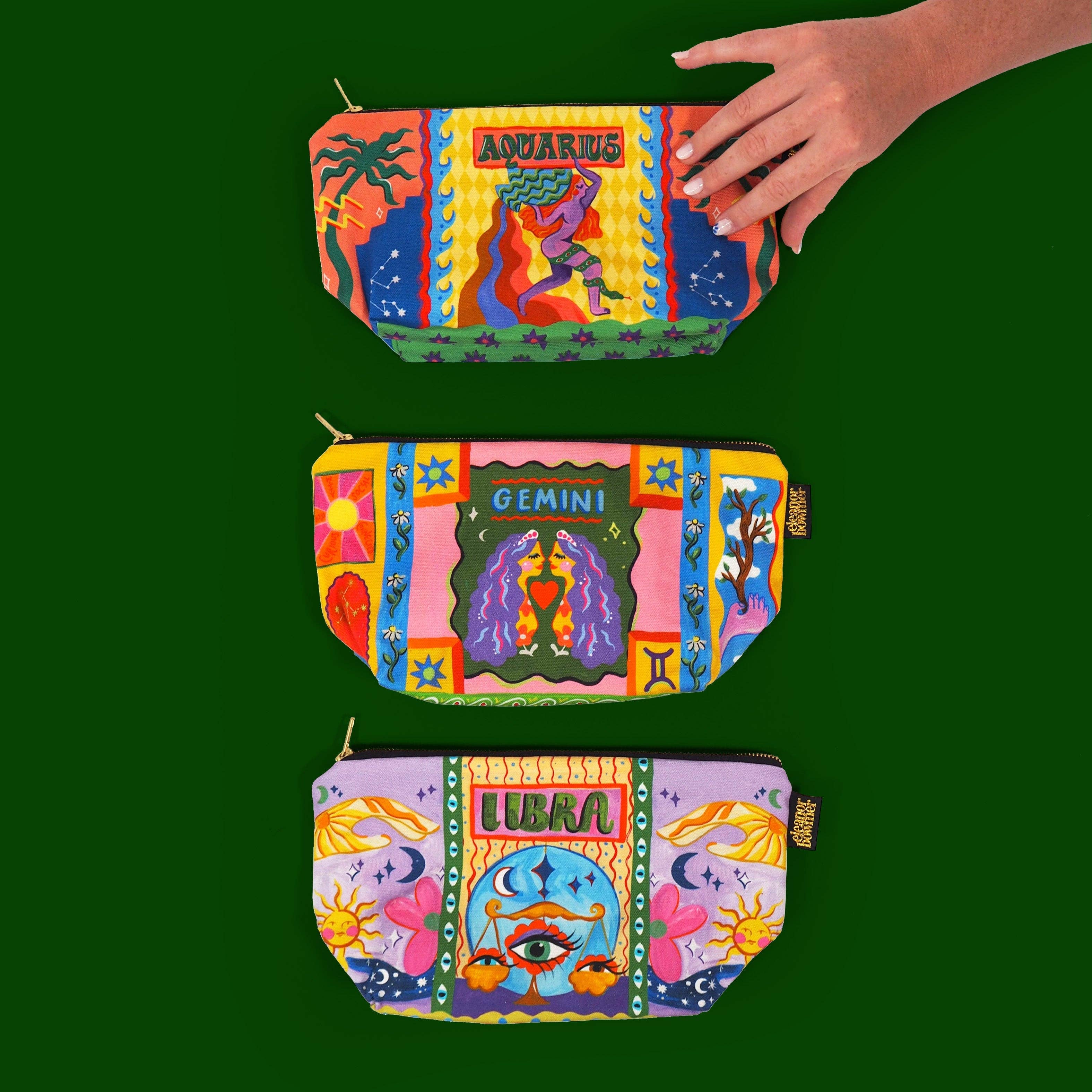 Eleanor Bowmer - Wholesale Make-up/cosmetic bag - Aquarius Zodiac Zip Bag2