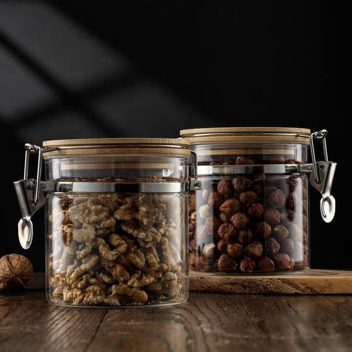 JoyJolt - Wholesale Jar - Borosilicate Glass Jars With Bamboo Lids (19 fl oz)