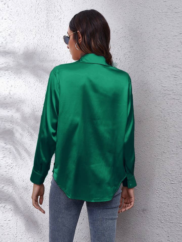 NINEXIS - Wholesale Button Down Shirt - Women's - CWTBLL0691_Button Down Silky Satin Long Sleeve Top32