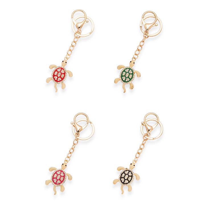 Artini Accessories - Wholesale Keychain - Women's - Crystal Sea Turtle Key Chain Bag Charm Set1